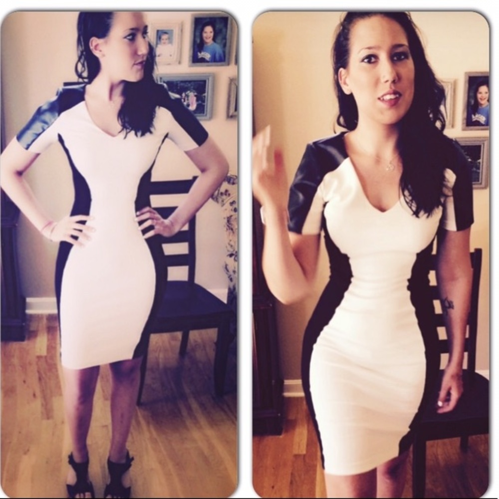White and leather dress